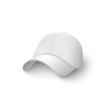 White cap and baseball hat for the head, realistic blank template and mockup. Stock Illustration