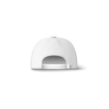 White cap hat from back view - realistic isolated mockup. Illustrazione stock