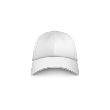 White cap mockup from front view - realistic cotton baseball hat Stock Illustration
