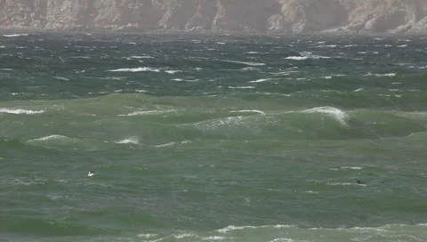 White capped waves on windy day, Mexico Stock Footage 1139136