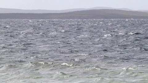 White caps, waves and rough sea on a windy, stormy day in South Australia Stock Footage 123390737