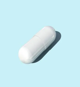 White capsule pill on blue closeup Stock Illustration