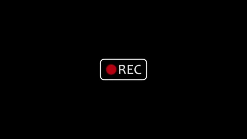 White capsule rec border frame with red record dot on dark background. 4k Stockbeeldmateriaal 342752042