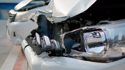 White car accident front side. CAR Insurance concept - 4K Stock Footage 128406482