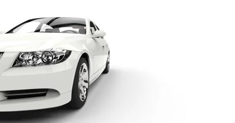White Car Closeup Stock Illustration