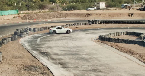 White car drifting Stock Footage 256068218