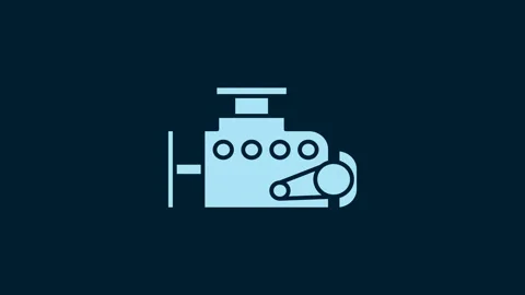 White Car engine icon isolated on blue background. 4K Video motion graphic Vídeos de archivo 230046839