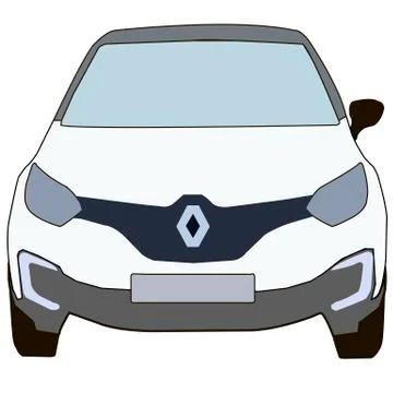 White car, front view, white background Stock Illustration