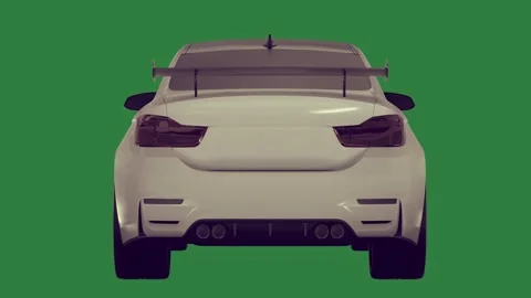 A white car on green screen and animated chromakey background gesture layers Vidéo 335122277