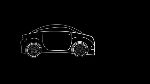 White Car line icon on block background. 4K Video motion graphic animation Stock Footage 305008205