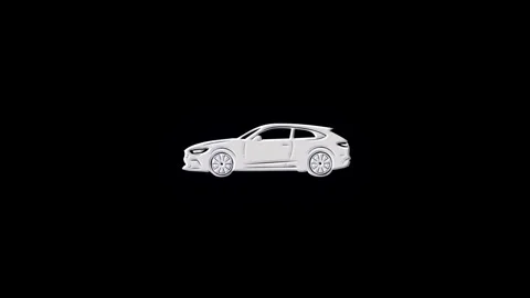 White car materializing and dematerializing on black background Stock Footage 318159881