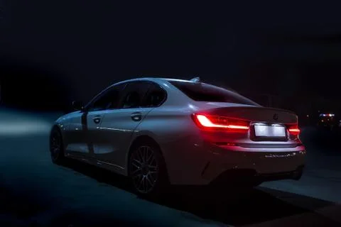 White car at night Stock Photos