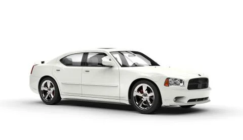 White Car Side View Stock Illustration