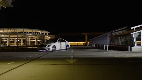 White car start enging go reverse and then drive Video stock 88693054