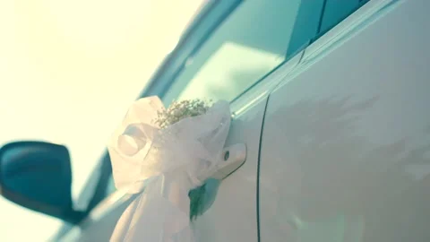 A white car for the wedding Video stock 220955625