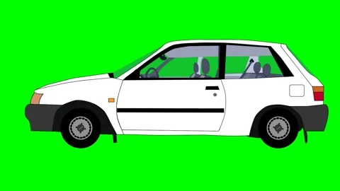 A white car whose wheels are spinning and is moving and driving on road at high Stock Footage 285959671