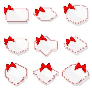 White card with a red bow Illustrazione stock