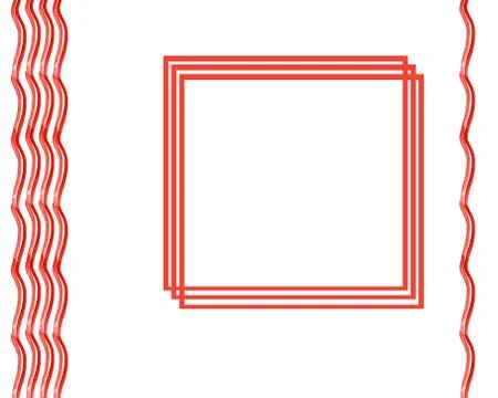 White card  with thin wave stripes and square frame Stock Illustration