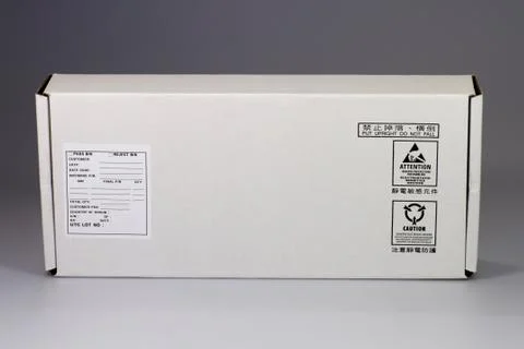 White cardboard box for electrostatic sensitive devices Stock-Fotos