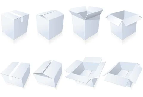 White cardboard  boxes Stock Illustration