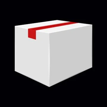 White Cardboard Close Box. Side View. Package Design Stock Illustration