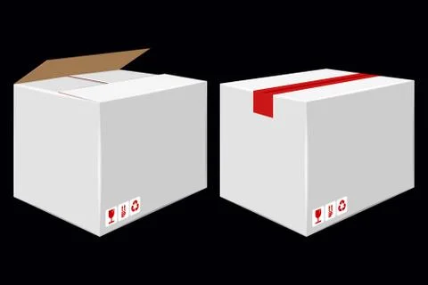 White Cardboard Close Box. Side View. Package Design Stock Illustration