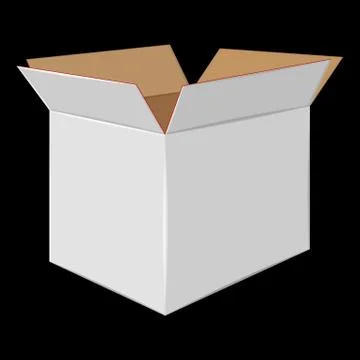 White Cardboard Open Box. Side View. Package Design Stock Illustration
