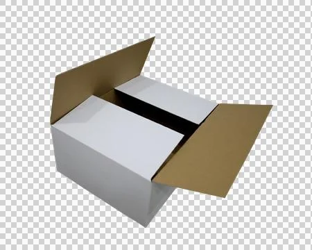 White Cardboard Open Box. Side View. Package Design. Stock Photos