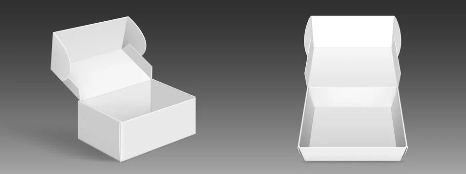 White cardboard open empty box mockup. Stock Illustration