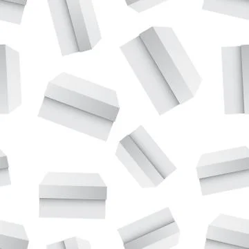 White cardboard package box seamless pattern background. Business flat vector 스톡 일러스트