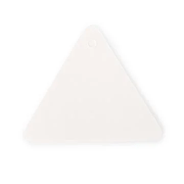 White cardboard triangular label isolated with clipping path 写真素材