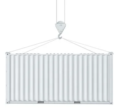 White cargo container on hook Stock Photos