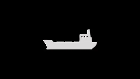 White cargo ship appearing and disappearing on black background Stock Footage 317232987