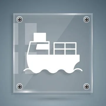 White Cargo ship with boxes delivery service icon isolated on grey background イラスト素材