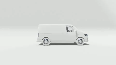 White Cargo Van 3D Render in Neutral Studio Scene Stock Footage 312973076