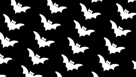 White Cartoon Bats Flying Seamless Loop Halloween Background Motion Graphic. Stock Footage 345049475