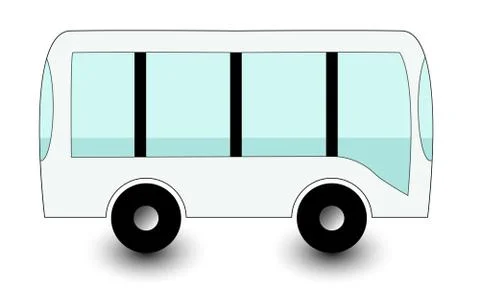 White cartoon bus with shadow under the wheels Stock Illustration