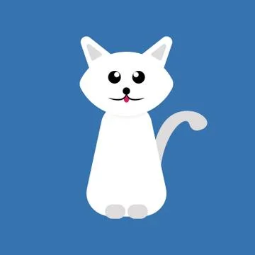 White cartoon cat, vector Stock Illustration
