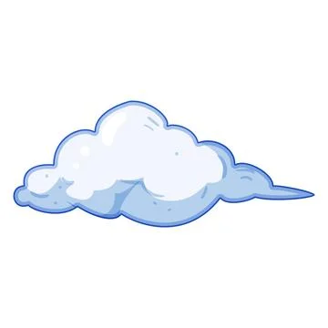 White cartoon cloud flying across sky environment イラスト素材