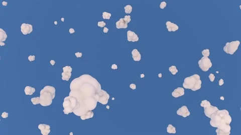 White cartoon clouds glide across the blue sky. Stock Footage 166110828