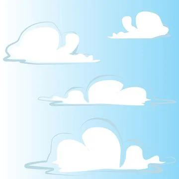 White cartoon clouds over blue sky background vector illustration Stock Illustration