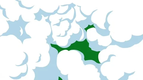 White cartoon clouds transition animation on green screen background for masking Stock Footage 331915724