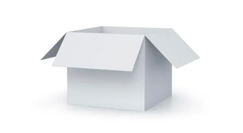 White cartoon cube box. Stock Illustration