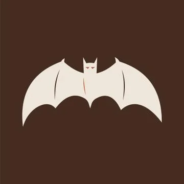 White Cartoon halloween bat icon. Smiley and evil emotions Stock Illustration
