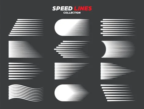 White cartoon or comic speed lines with round corners. Simple line with motion 스톡 일러스트