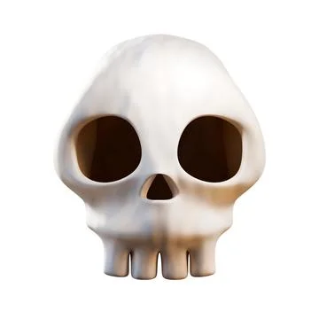 White cartoon skull 3D Stock Illustration