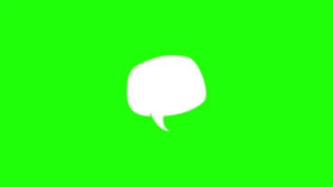 White cartoon speech bubble icon appearing and growing on bright green scre.. Stock Footage 333032436