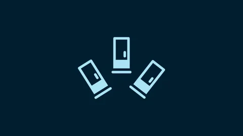 White Cartridges icon isolated on blue background. Shotgun hunting firearms Stock Footage 230053796