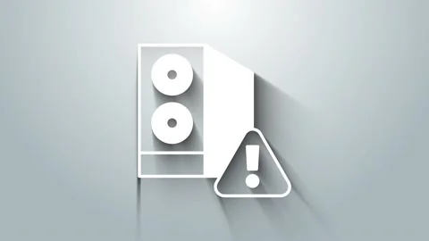 White Case of computer with exclamation mark icon isolated on grey background Stock Footage 156389871