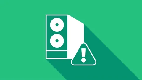 White Case of computer with exclamation mark icon isolated on green background Stock Footage 156389882